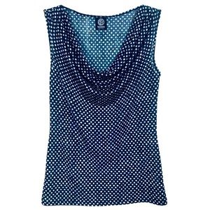 BOBEAU POLKA DOTS SLEEVELESS DRAPED NECK TOP SIZE M MULTICOLOR